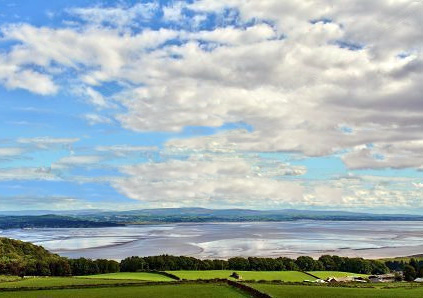 View over Farm and Morecambe Bay
